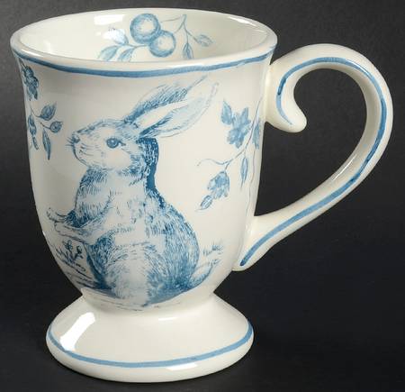 Blue and White Toile Pedestal Mug
