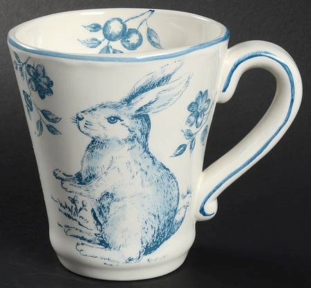 Blue and White Toile Mug