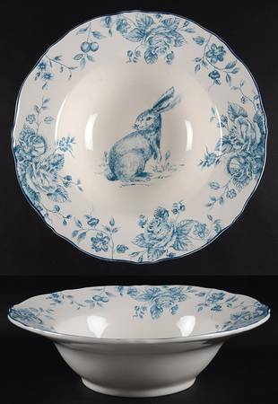 Blue and White Toile 12" Round Serving Bowl