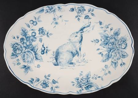 Blue and White Toile 14" Oval Serving Platter