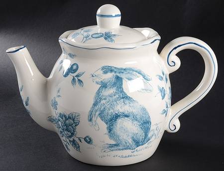 Blue and White Toile Teapot & Lid