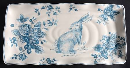 Blue and White Toile 17" Rectangular Serving Platter