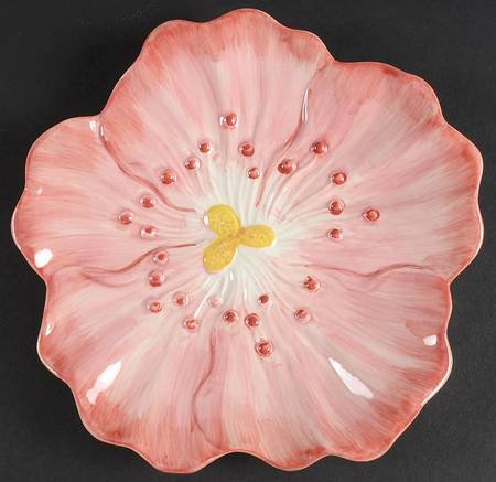 Coral Vanilla Chintz Flower Shape Salad Plate