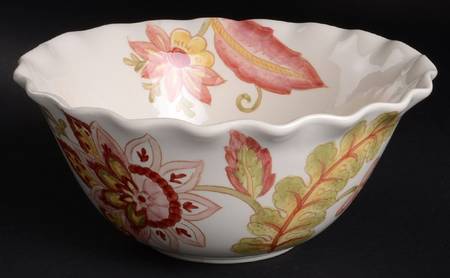 Coral Vanilla Chintz 9" Round Vegetable Bowl
