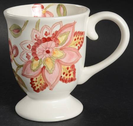 Coral Vanilla Chintz Pedestal Mug