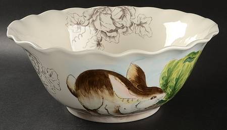 Cabbage Bunny 12" Ruffled Bowl