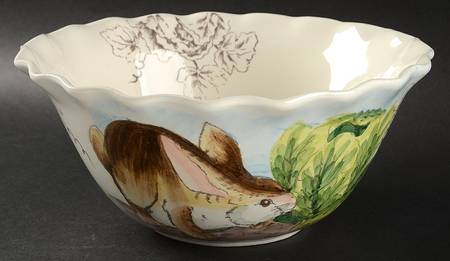 Cabbage Bunny 10" Ruffled Bowl