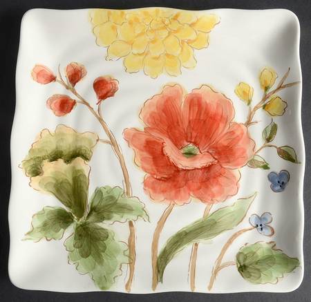 Summer Mum Floral Square Salad Plate