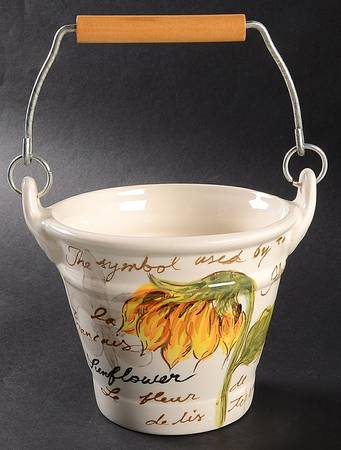 Sunflower & Tower 4" Handled Basket