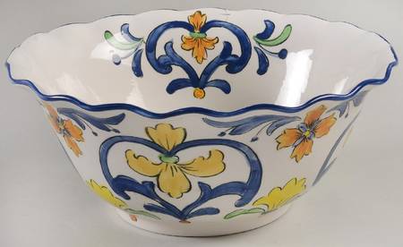 Posh Blue 12" Ruffled Bowl