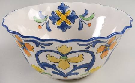 Posh Blue 10" Ruffled Bowl