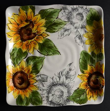 Sketch Sunflower Square Salad Plate
