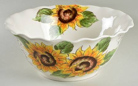 Sketch Sunflower 12" Ruffled Bowl
