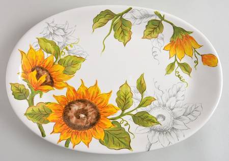 Sketch Sunflower 14" Oval Serving Platter
