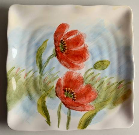 Flowing Poppies Square Salad Plate