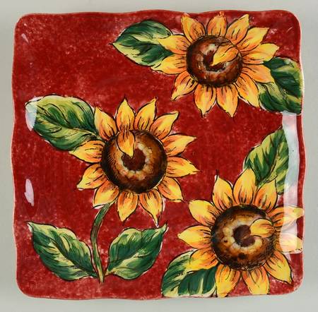 Red Spatter Sunflower Salad Plate