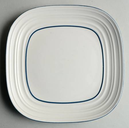 Swirl Blue Banded Square Salad Plate