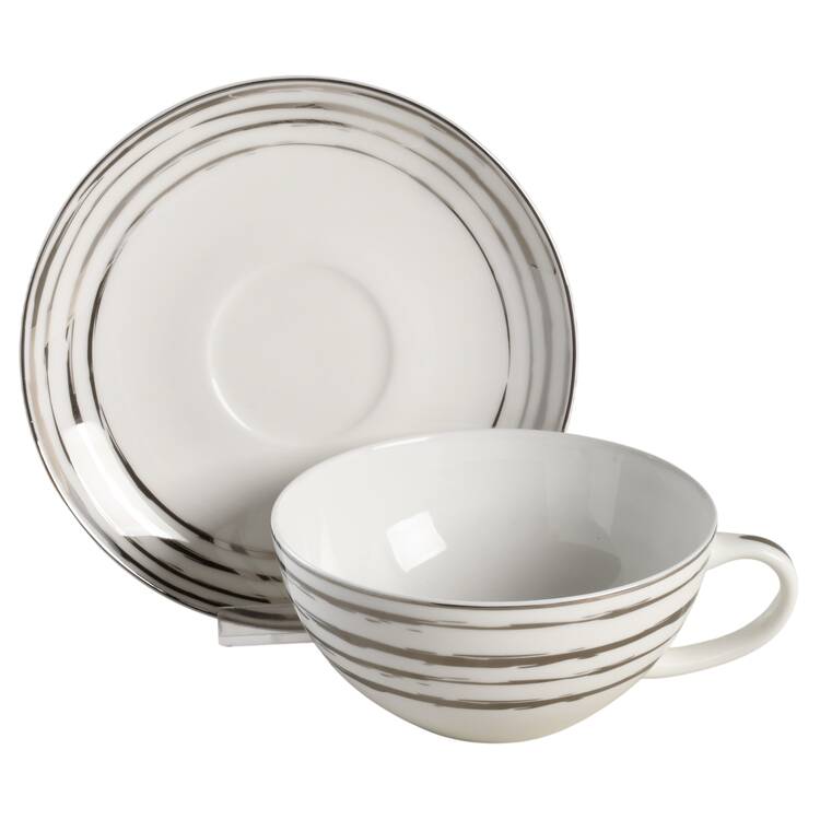 Swirl Platinum Flat Cup & Saucer Set by Mikasa