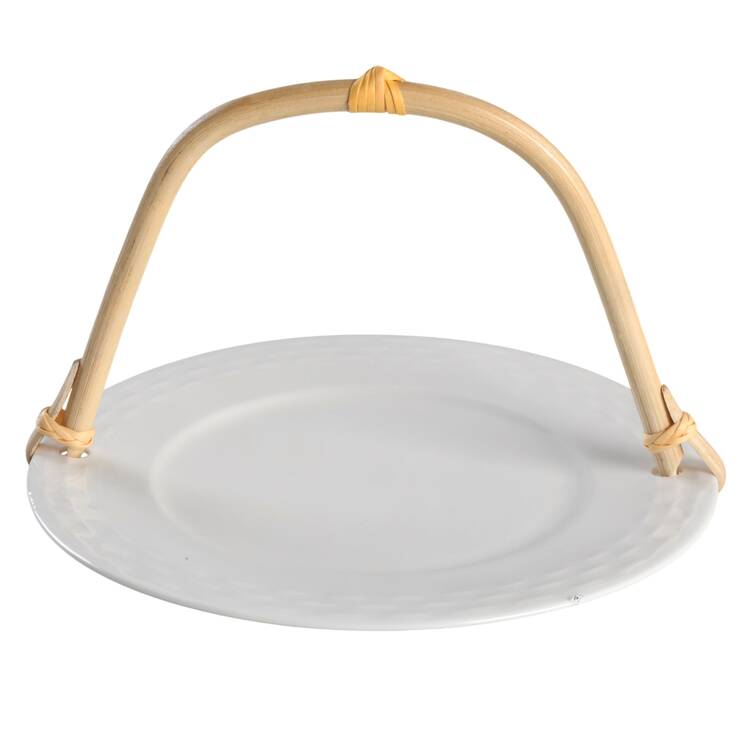 Ortley 5 3/8"-5 5/8" Bamboo Handled Serving Plate  HC