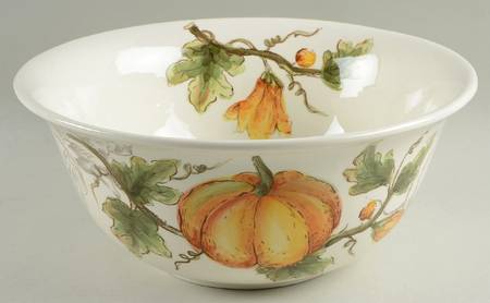 Pumpkin Flower 9" Round Serving Bowl