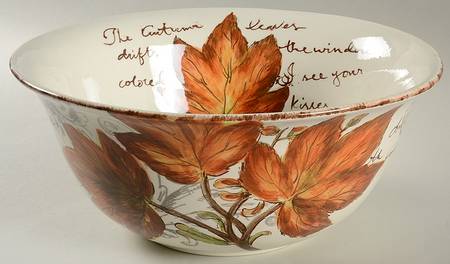 Golden Leaves 11" Large Salad Serving Bowl