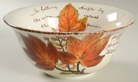 Golden Leaves 9" Round Vegetable Bowl