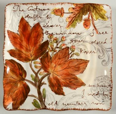 Golden Leaves Square Salad Plate