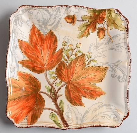 Golden Leaves Square Salad Plate