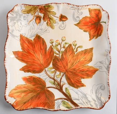 Golden Leaves Square Dinner Plate