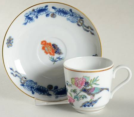 Bamboo and Birds Flat Demitasse Cup & Saucer Set