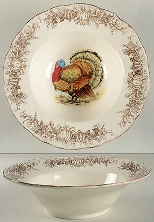 Turkey Toile 12" Large Salad Serving Bowl
