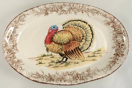 Turkey Toile 17" Oval Serving Platter