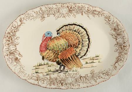 Turkey Toile 14" Oval Serving Platter