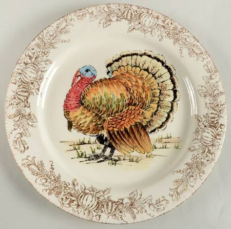 Turkey Toile 14" Chop Plate (Round Platter)