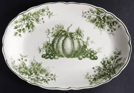 Pumpkin Toile 14" Oval Serving Platter