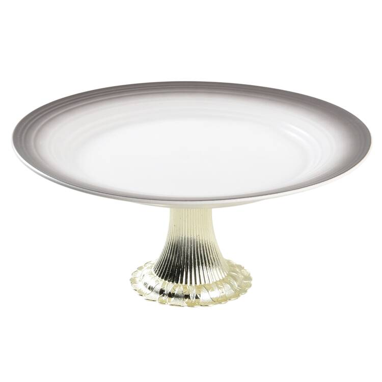 Swirl-Ombre Mocha Cake Stand with 4"-5" Metal Pedestal  Hc
