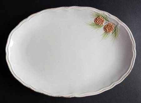 Snowy Pinecone 14" Oval Serving Platter