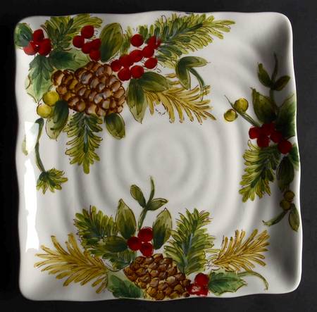 Yuletide Bough Square Salad Plate