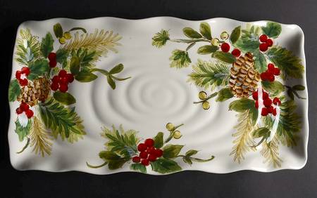 Yuletide Bough 17" Rectangular Serving Platter