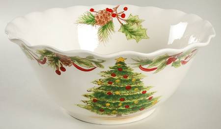 Yuletide Bough 12" Round Vegetable Bowl