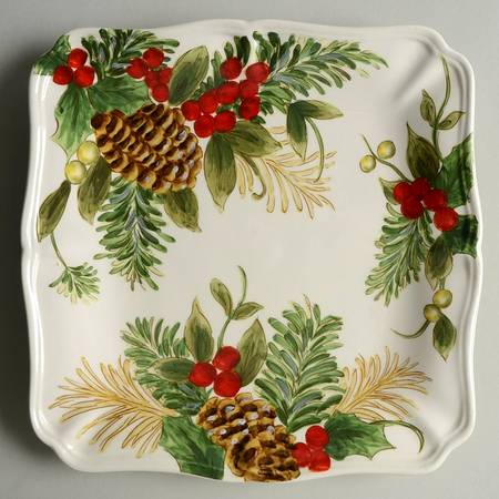 Yuletide Bough Square Salad Plate