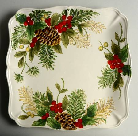 Yuletide Bough Square Dinner Plate