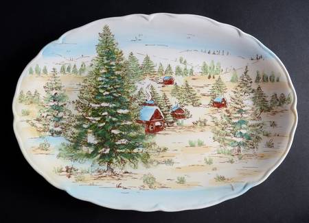 Snowville 14" Oval Serving Platter