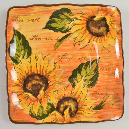 Sunflower with Writing Square Salad Plate