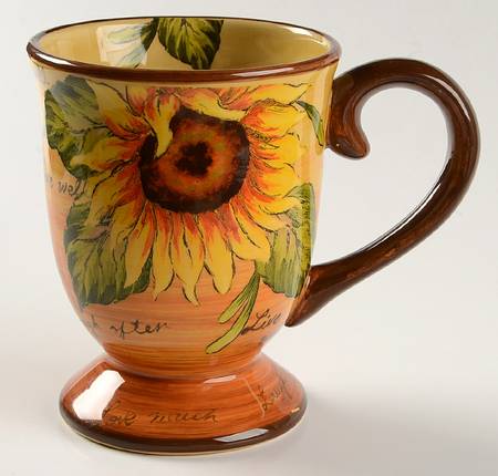 Sunflower with Writing Footed Mug