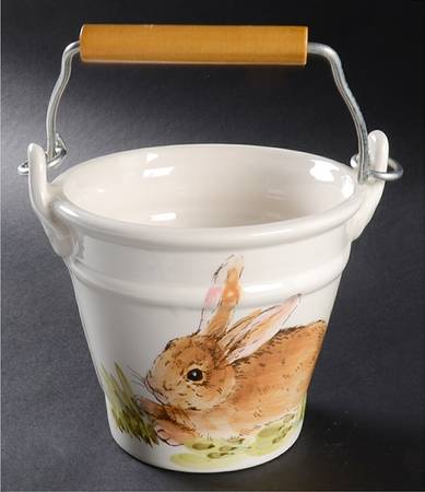 Watercolor Bunny 6" Handled Basket