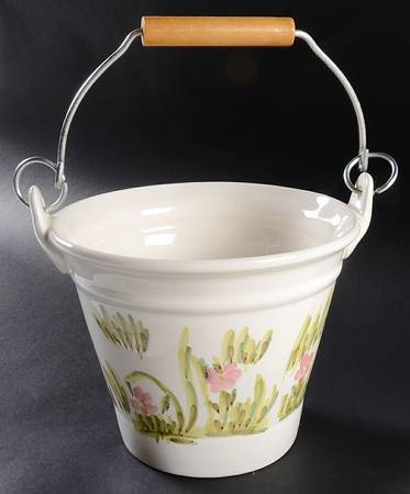 Watercolor Bunny 4" Handled Basket