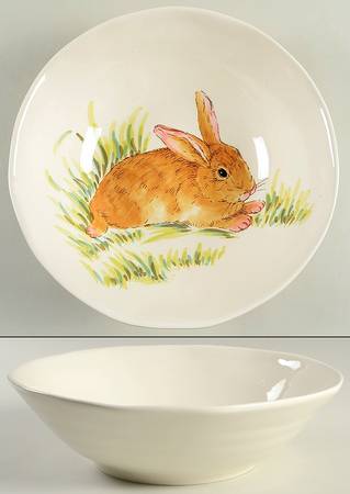 Watercolor Bunny 12" Large Salad Serving Bowl