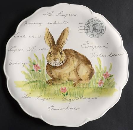 Postcard Bunny 13" Chop Plate (Round Platter)