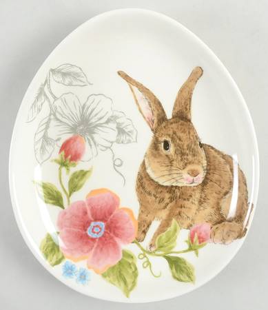 Floral Bunny 7" Egg Shape Plate
